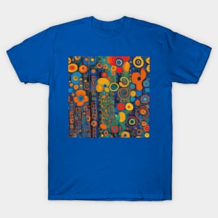 Red and Blue Abstract Flowers After Klimt T-Shirt